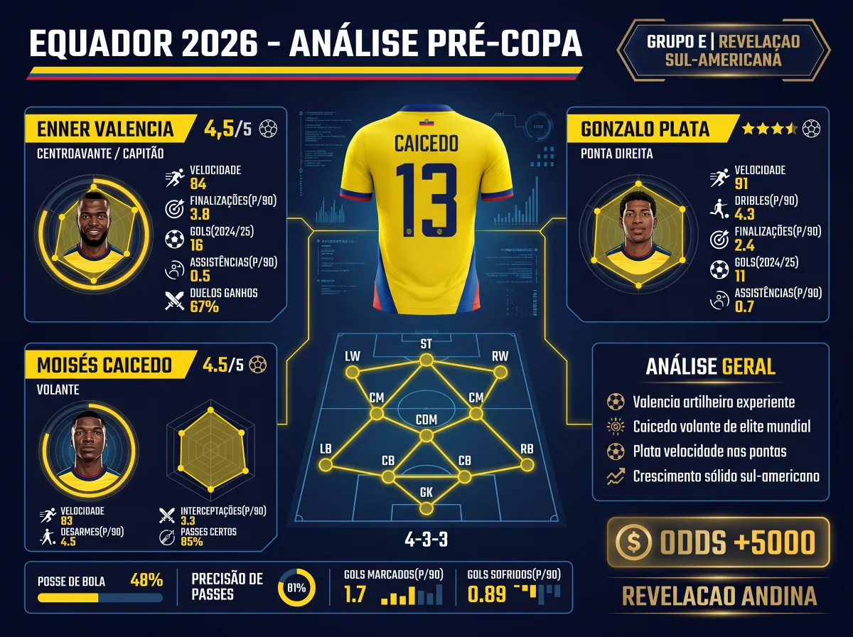 Equador na Copa 2026: a revelação sul-americana enfrenta a Alemanha de cara