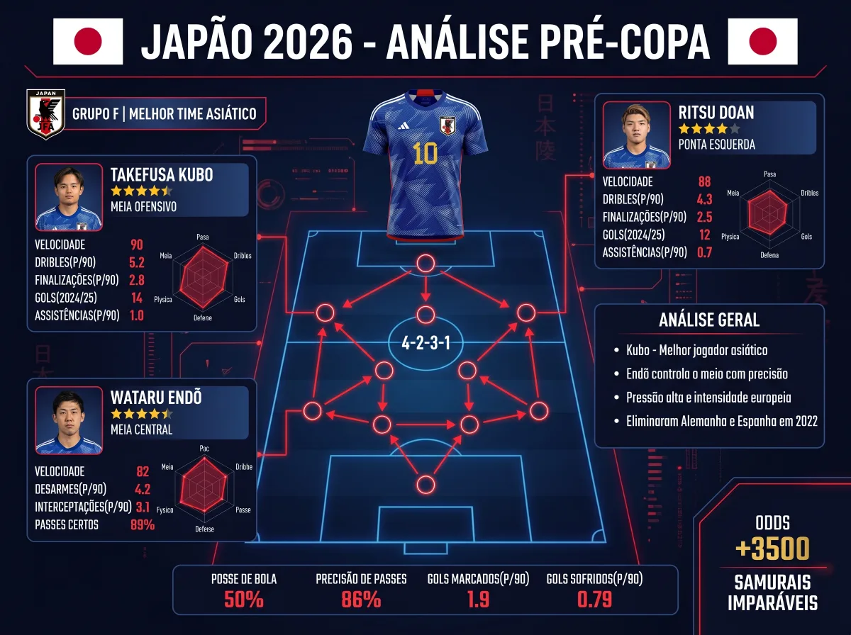 Japão na Copa 2026: o melhor time asiático estreia contra a Holanda