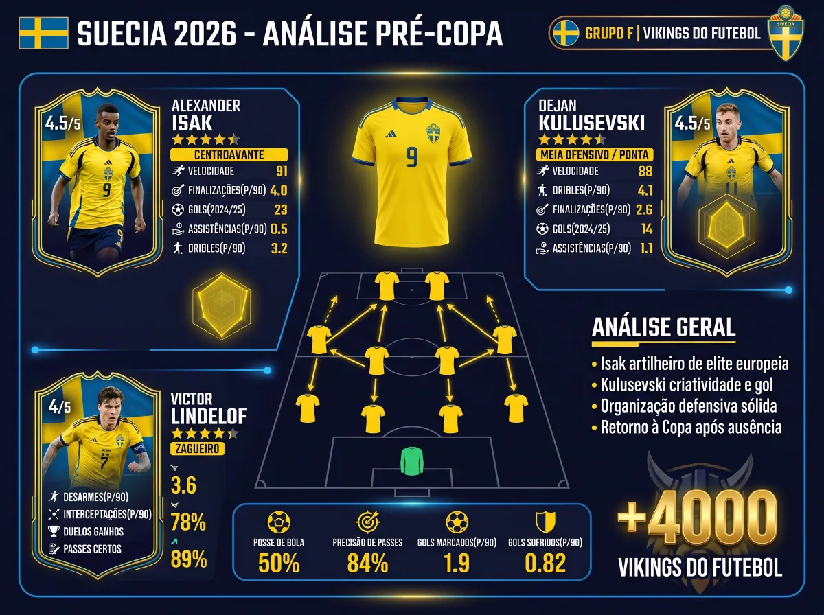 Suécia na Copa 2026: os Vikings voltam ao mundial com Isak na frente