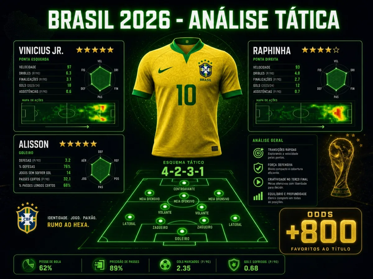 Análise tática do Brasil na Copa 2026: onde está o valor para apostar na Amarelinha