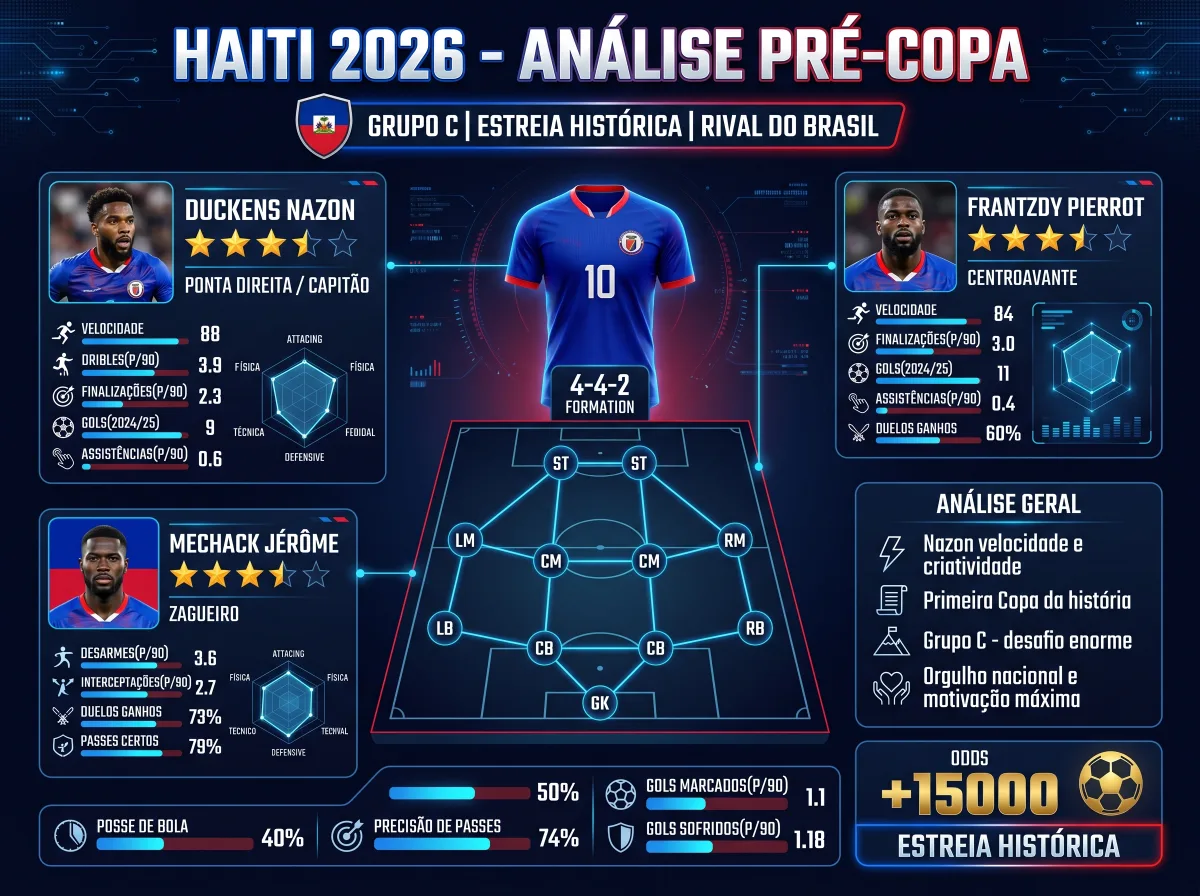 Haiti na Copa 2026: a estreia histórica do azarão extremo com odd +15000