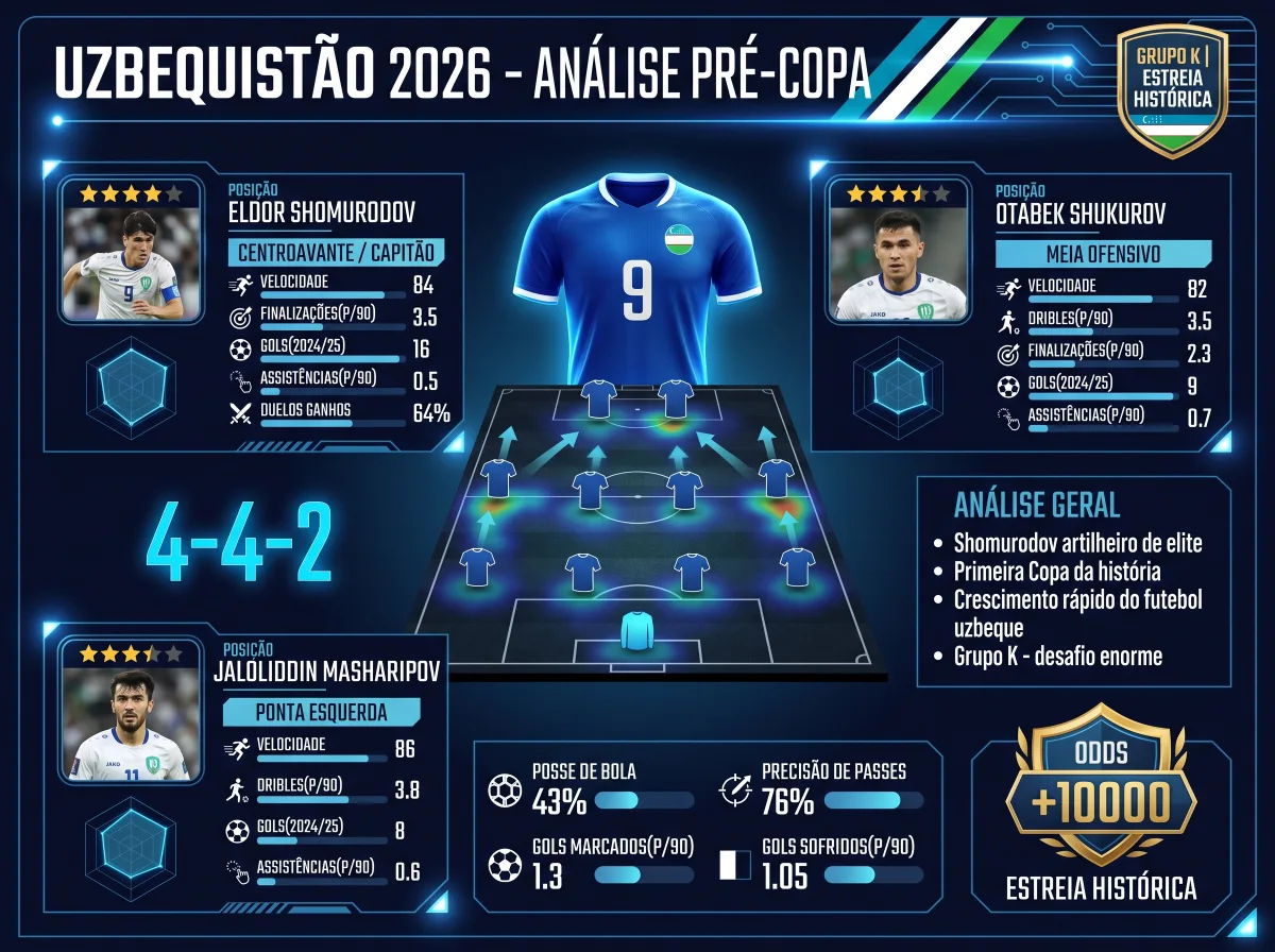 Uzbequistão na Copa 2026: a estreia histórica em meio ao desafio do Grupo K
